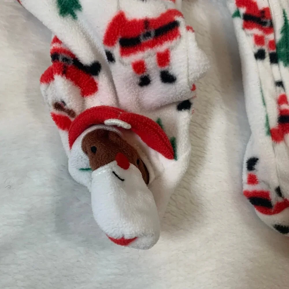 5/$25 Carter's Footed Sleeper Baby 6M‎ White Santa First Christmas Fleece